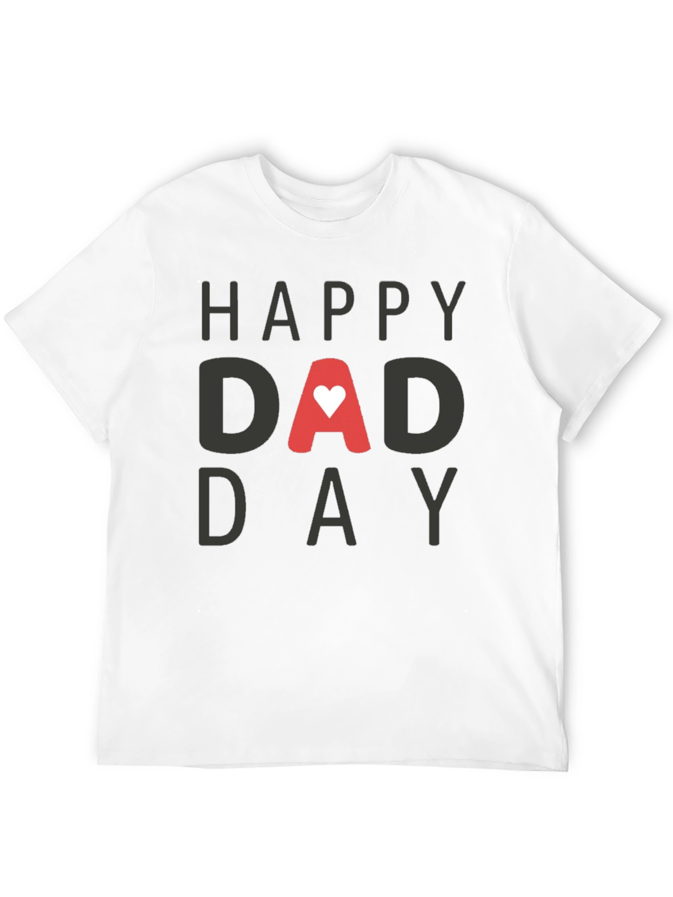 Happy Dad Day Black T-Shirt with Heart
