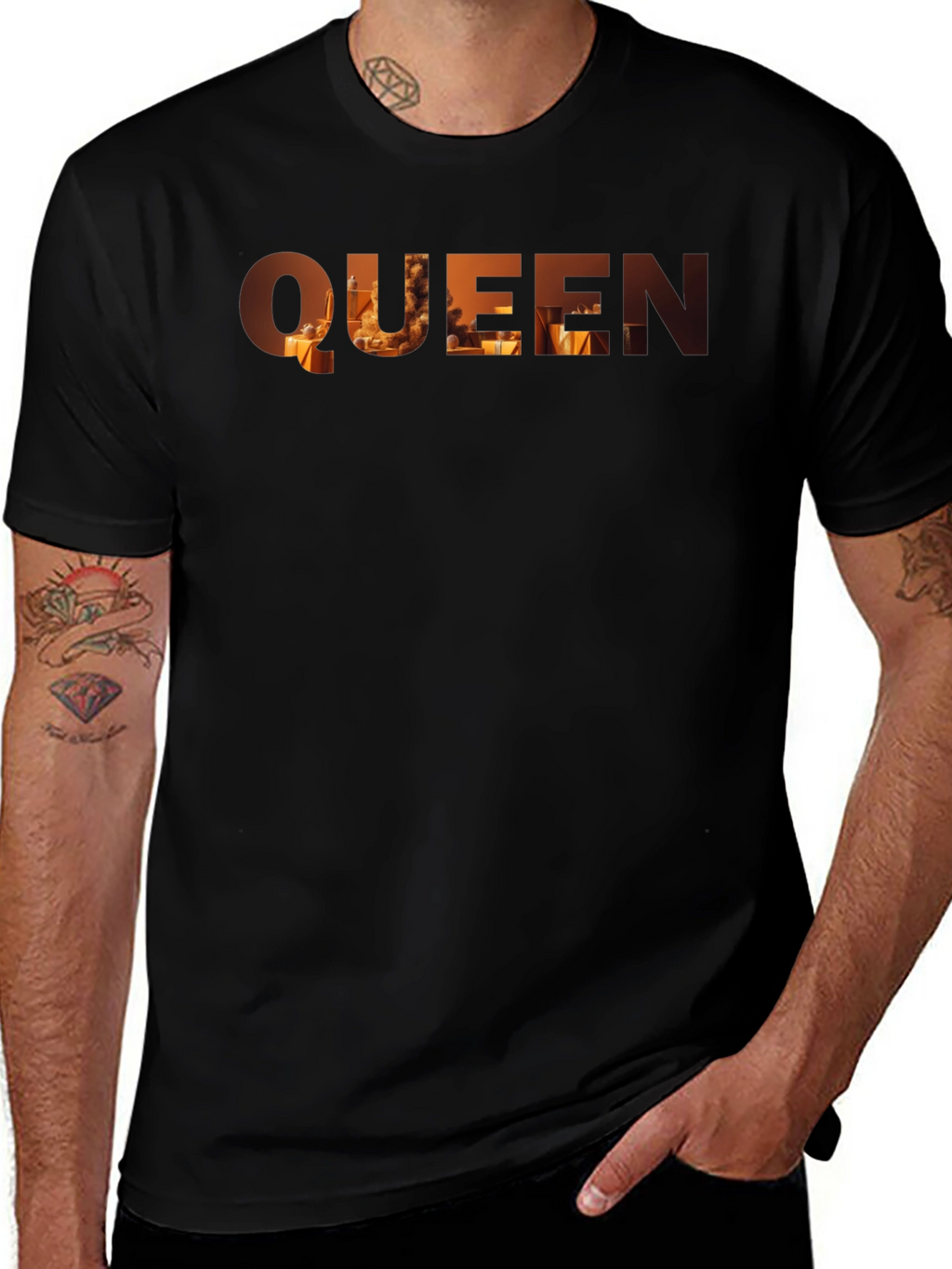 Queen Graphic Print Black T-Shirt