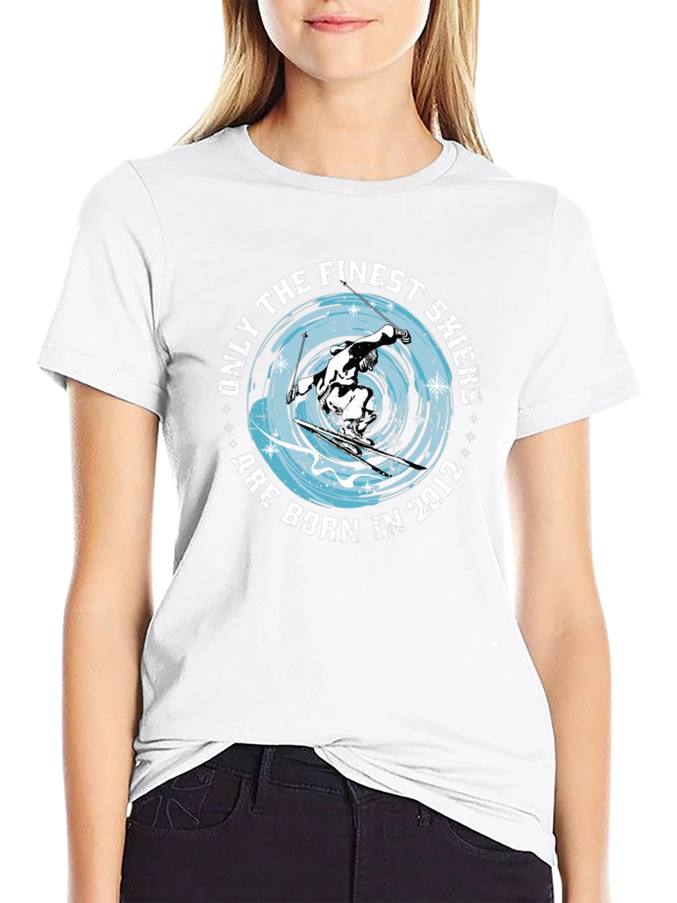 Finest Skiers Born in 2012 Black Graphic Tee