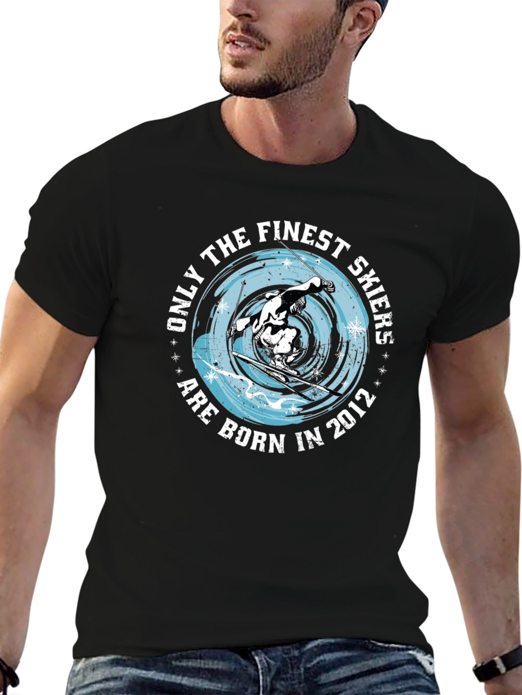 Finest Skiers Born in 2012 Black Graphic Tee