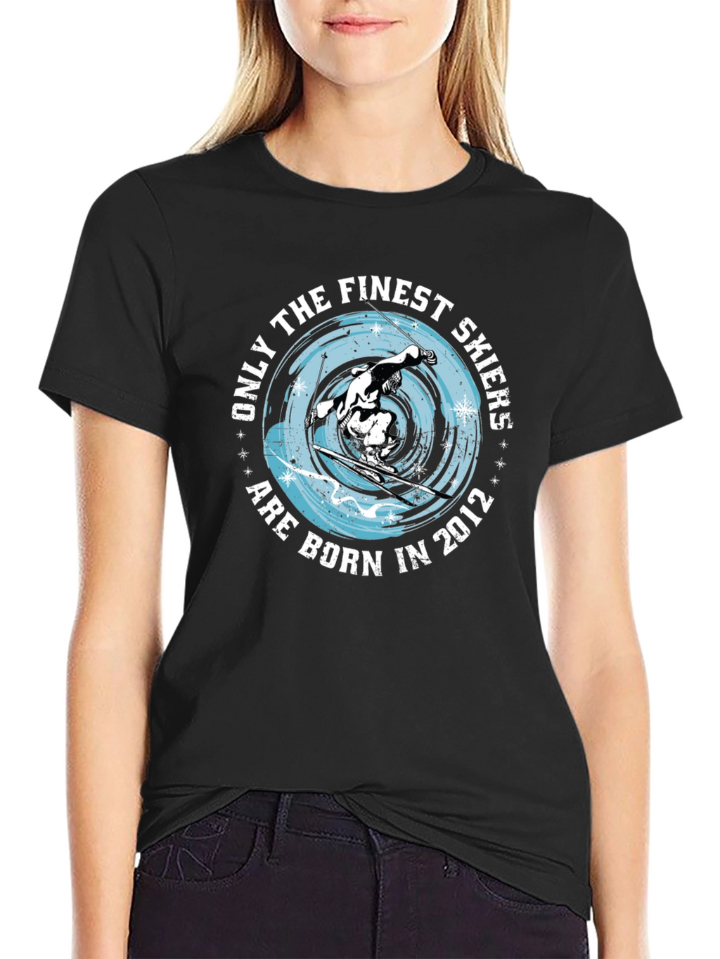 Finest Skiers Born in 2012 Black Graphic Tee