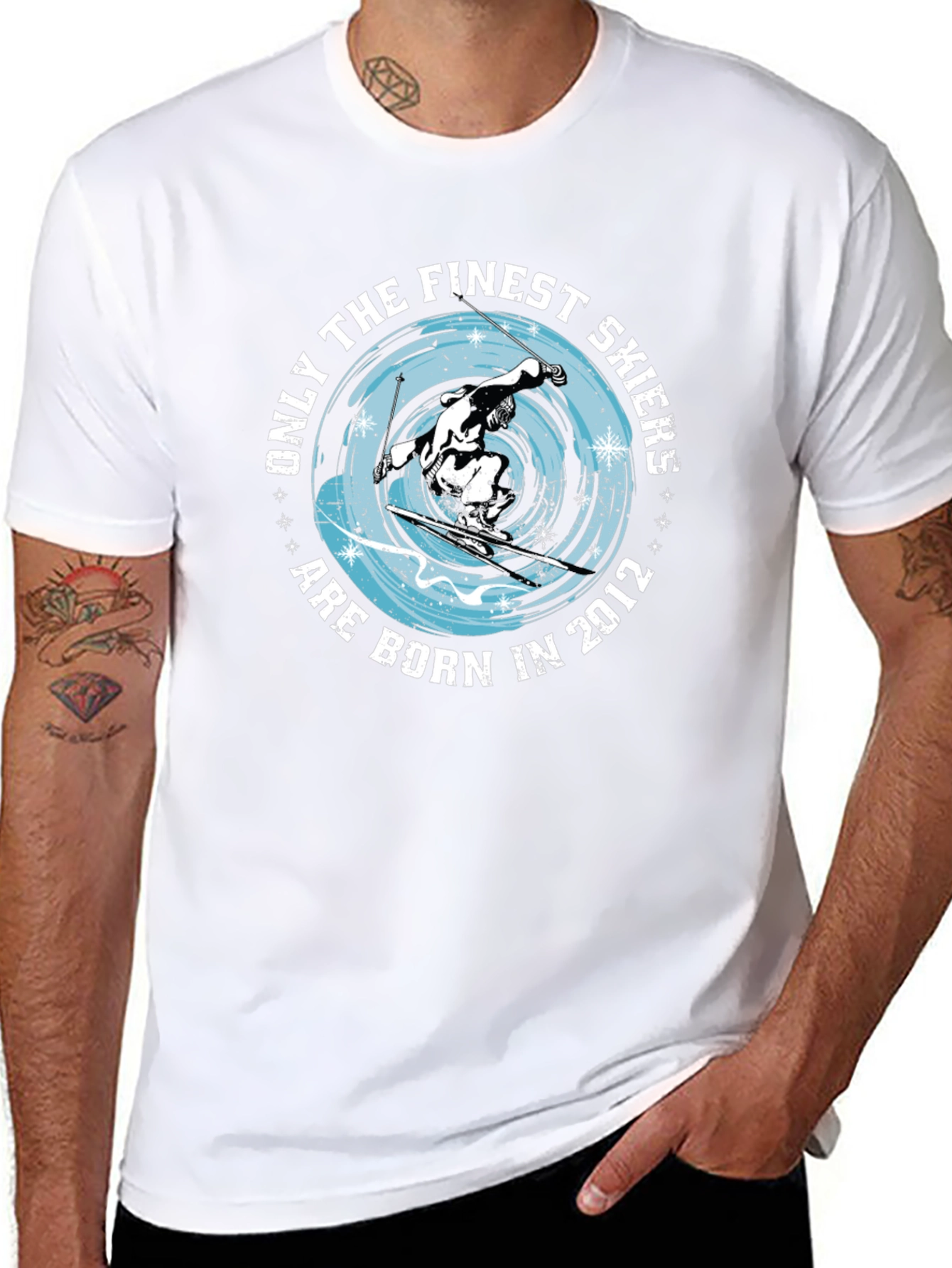 Finest Skiers Born in 2012 Black Graphic Tee