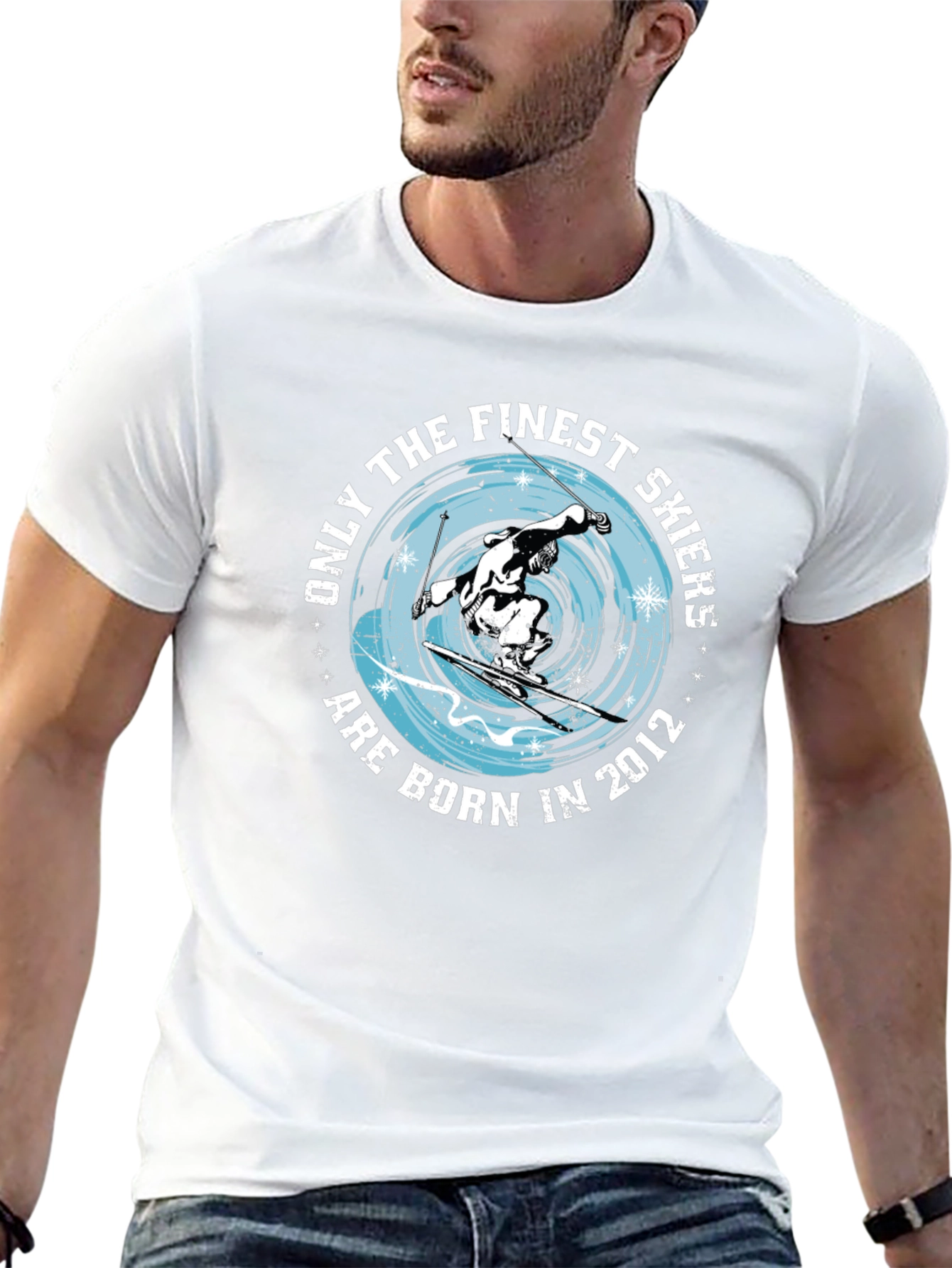 Finest Skiers Born in 2012 Black Graphic Tee