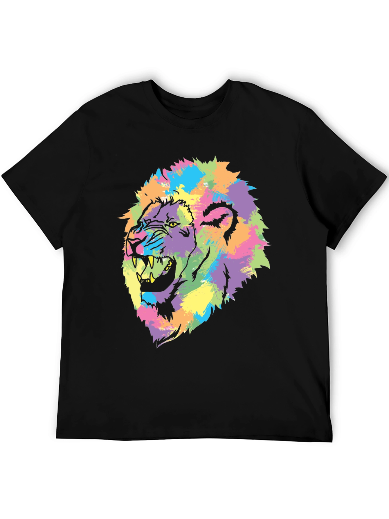 Vibrant Lion Graphic Tee - Bold Colorful Design