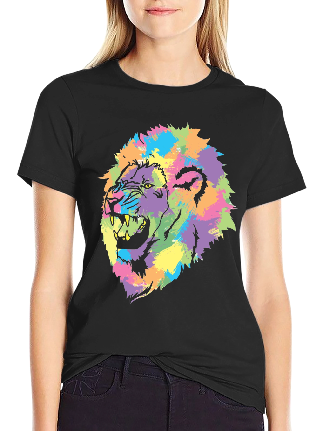 Vibrant Lion Graphic Tee - Bold Colorful Design