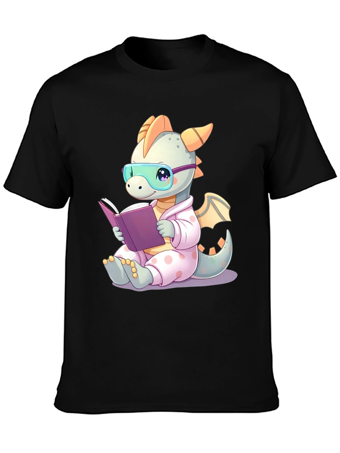 Cute Dragon Reading Book T-Shirt