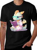 Cute Dragon Reading Book T-Shirt