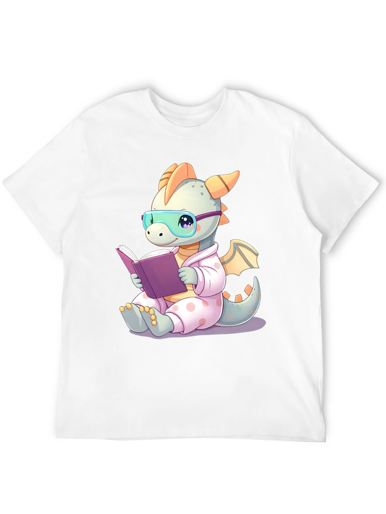 Cute Dragon Reading Book T-Shirt