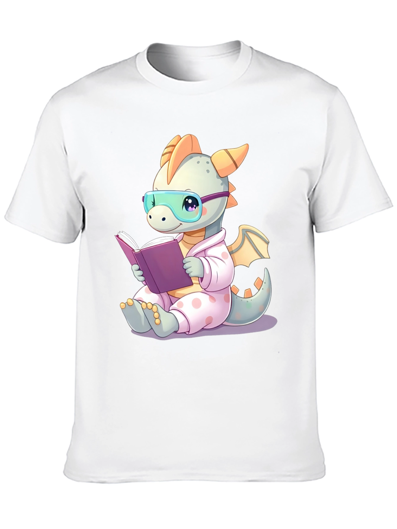 Cute Dragon Reading Book T-Shirt