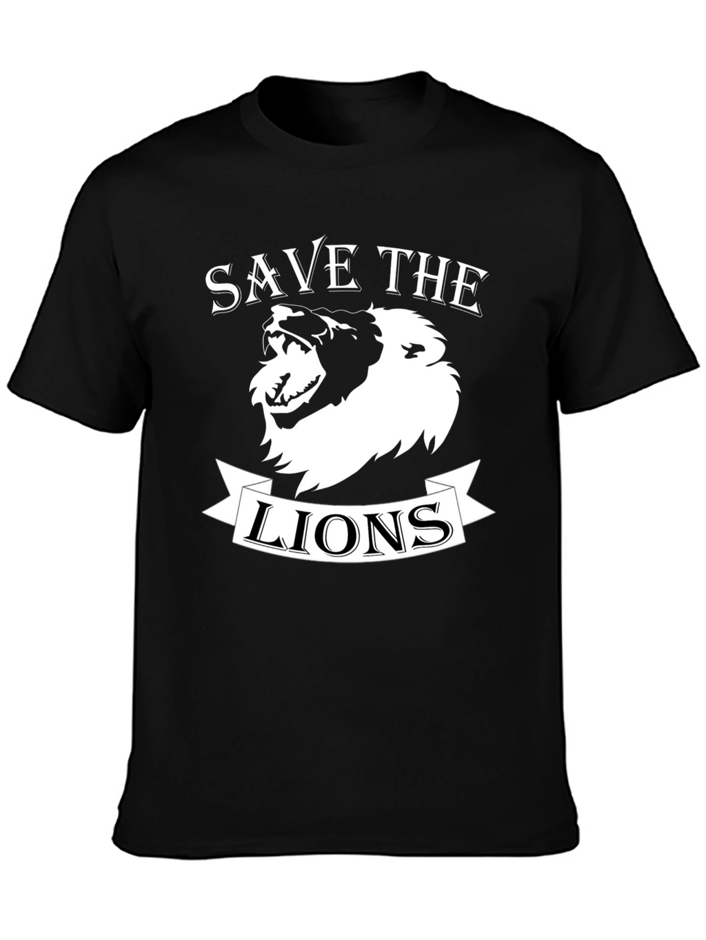 Save the Lions Graphic Print Crew Neck T-Shirt