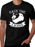 Save the Lions Graphic Print Crew Neck T-Shirt