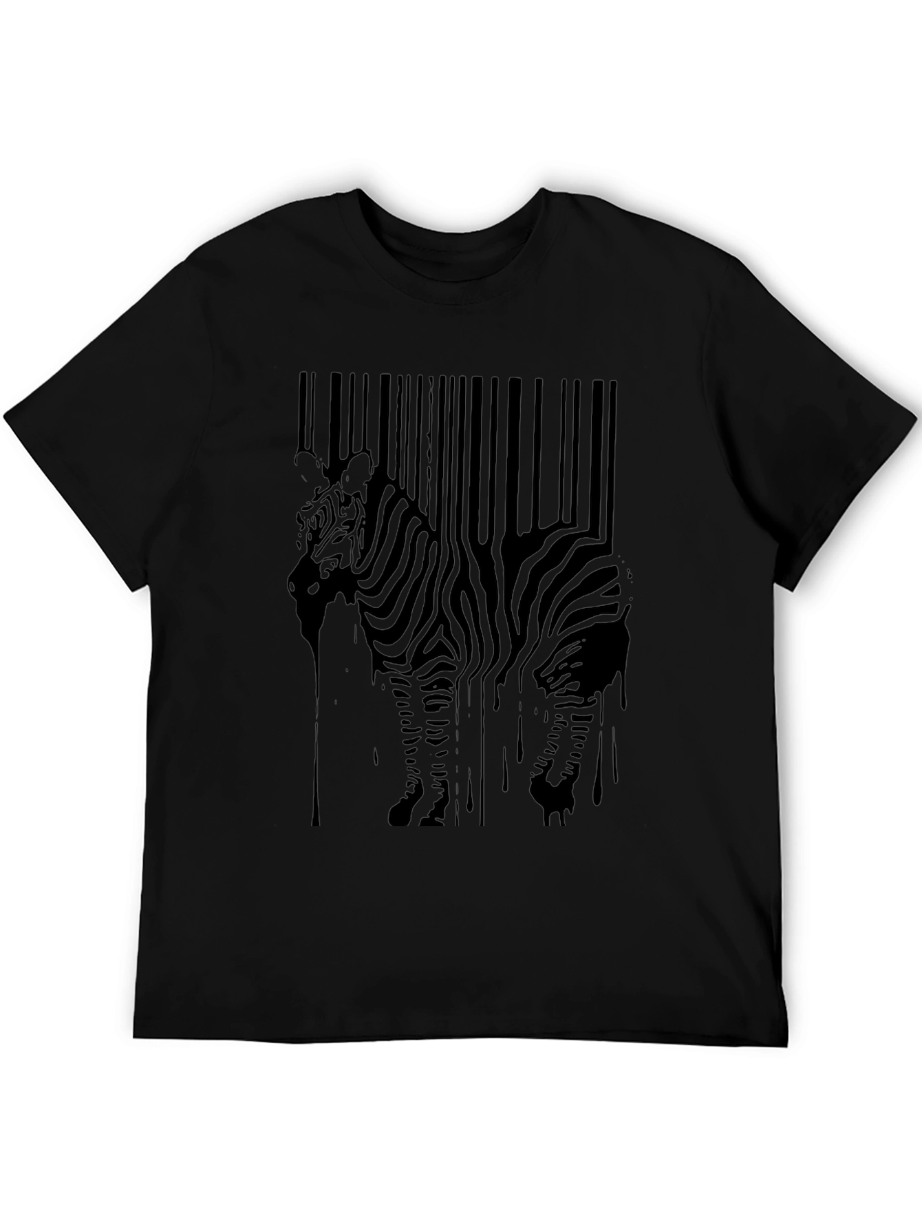 Zebra Barcode Graphic Tee - Black Mens T-Shirt