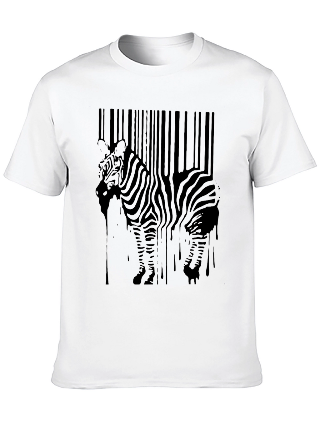 Zebra Barcode Graphic Tee - Black Mens T-Shirt