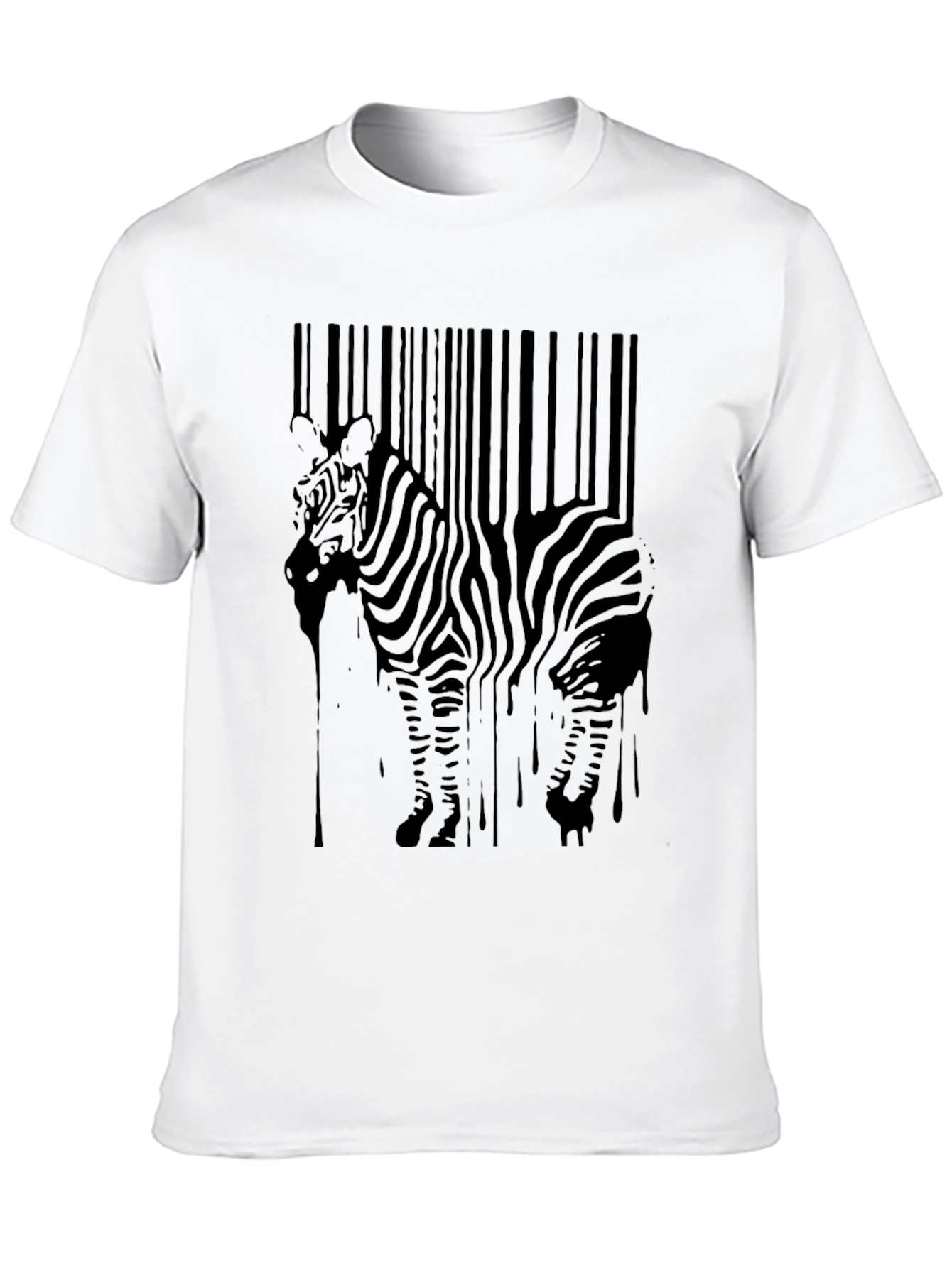 Zebra Barcode Graphic Tee - Black Mens T-Shirt