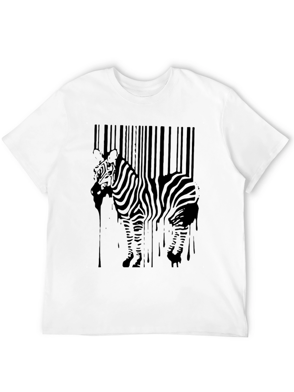 Zebra Barcode Graphic Tee - Black Mens T-Shirt