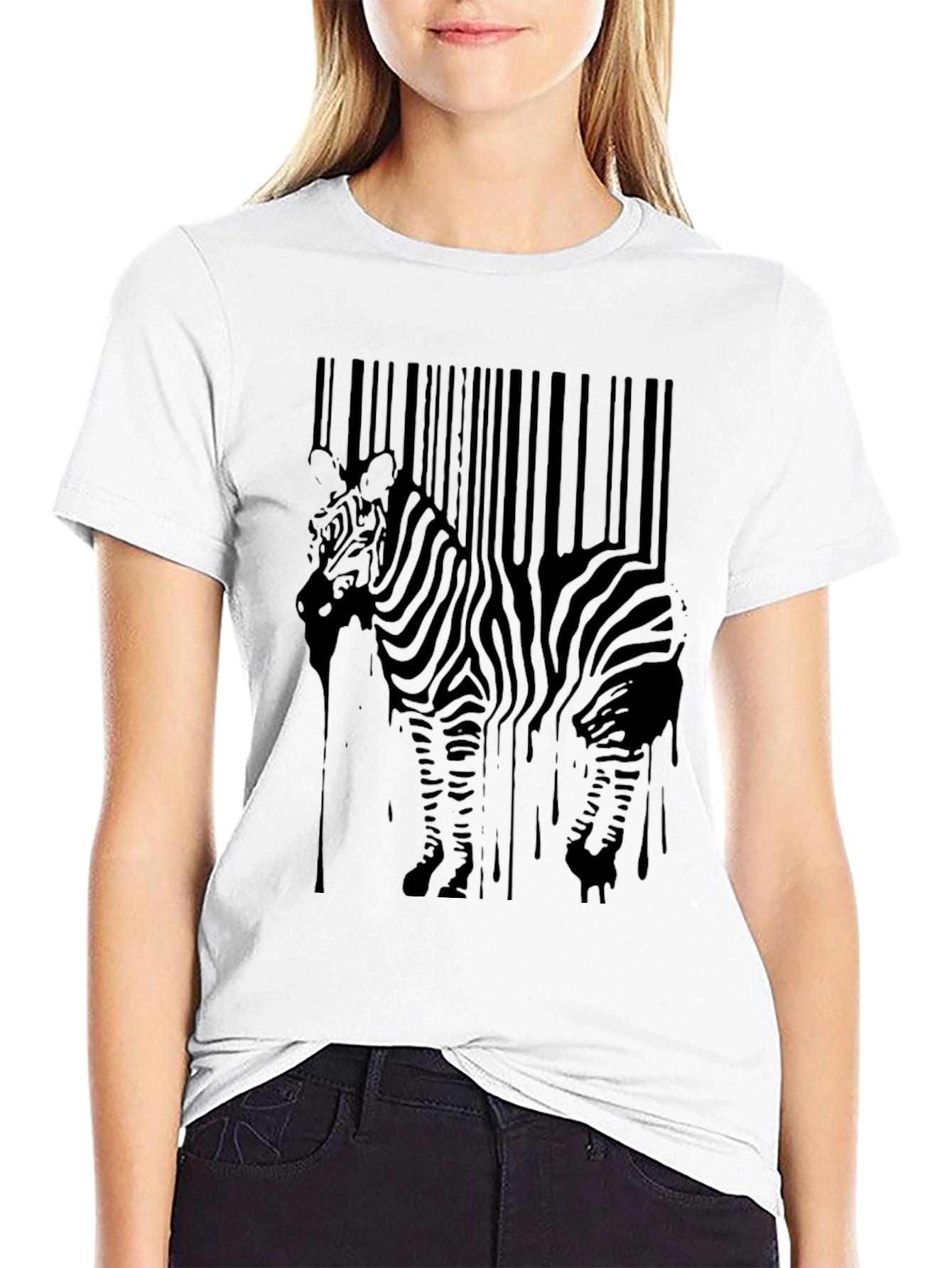 Zebra Barcode Graphic Tee - Black Mens T-Shirt