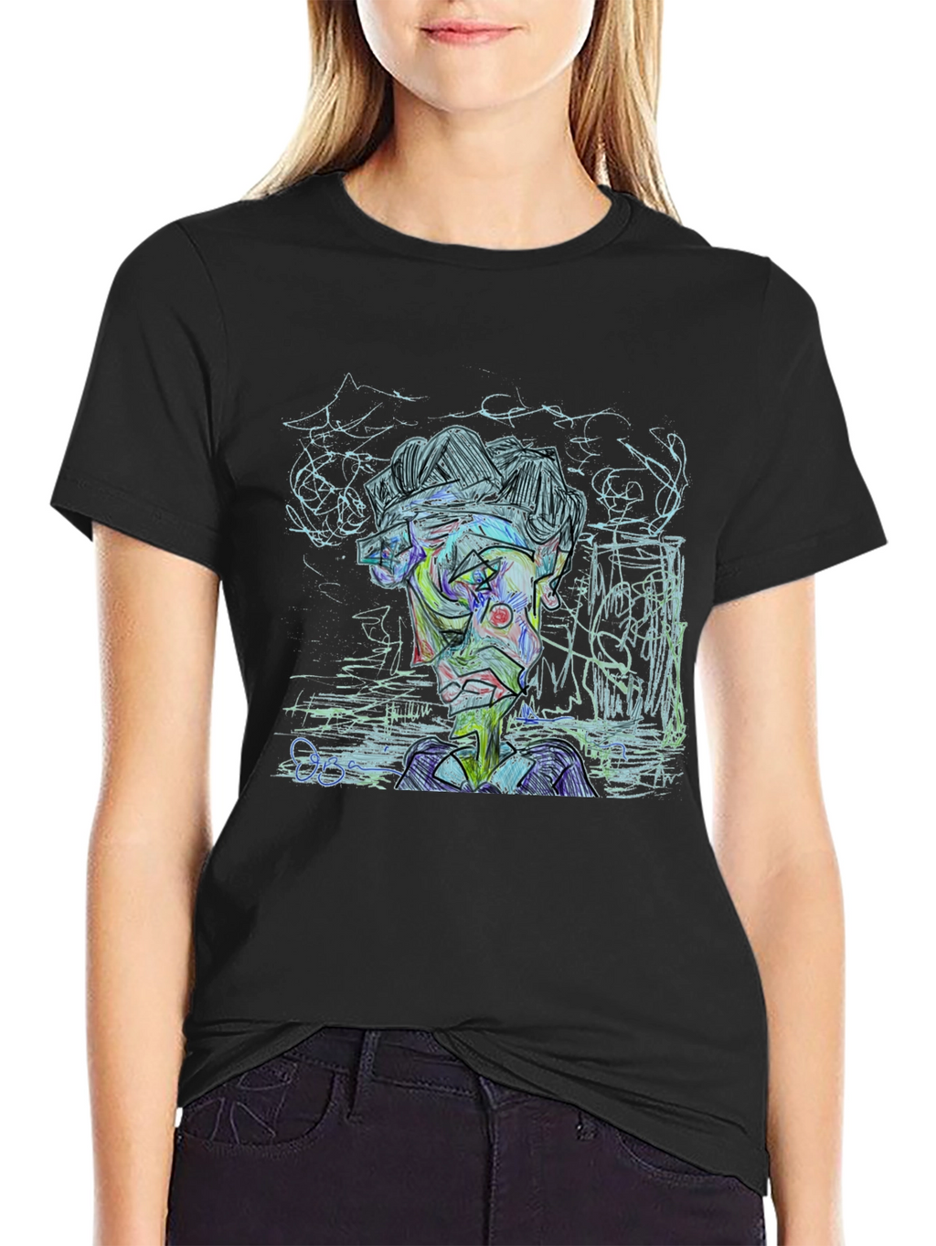 Abstract Art Graphic Print Tee - Modern Style