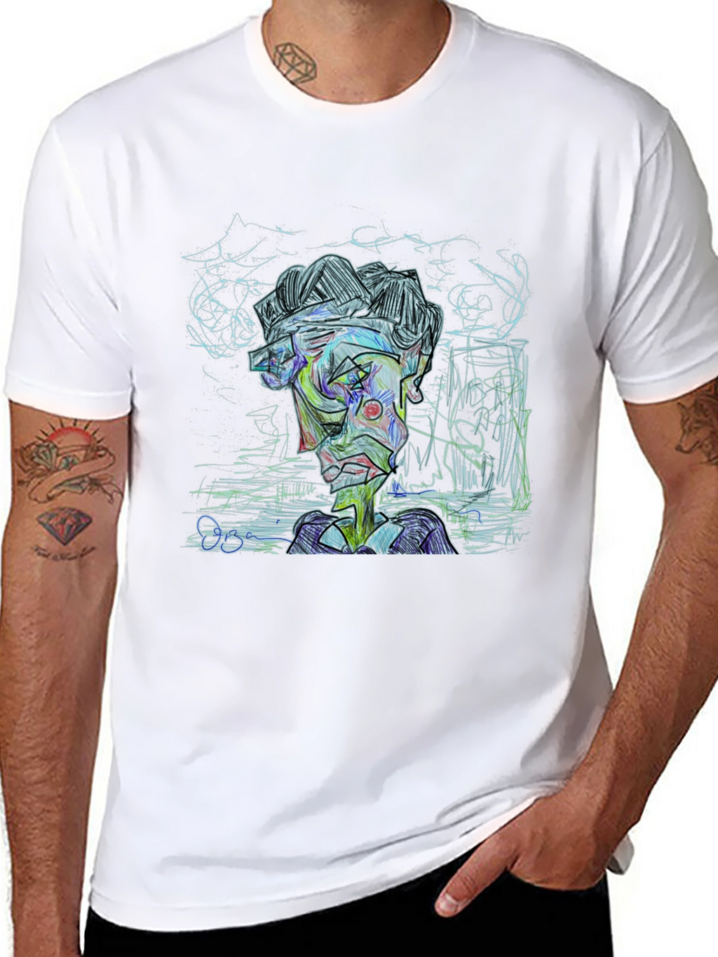 Abstract Art Graphic Print Tee - Modern Style