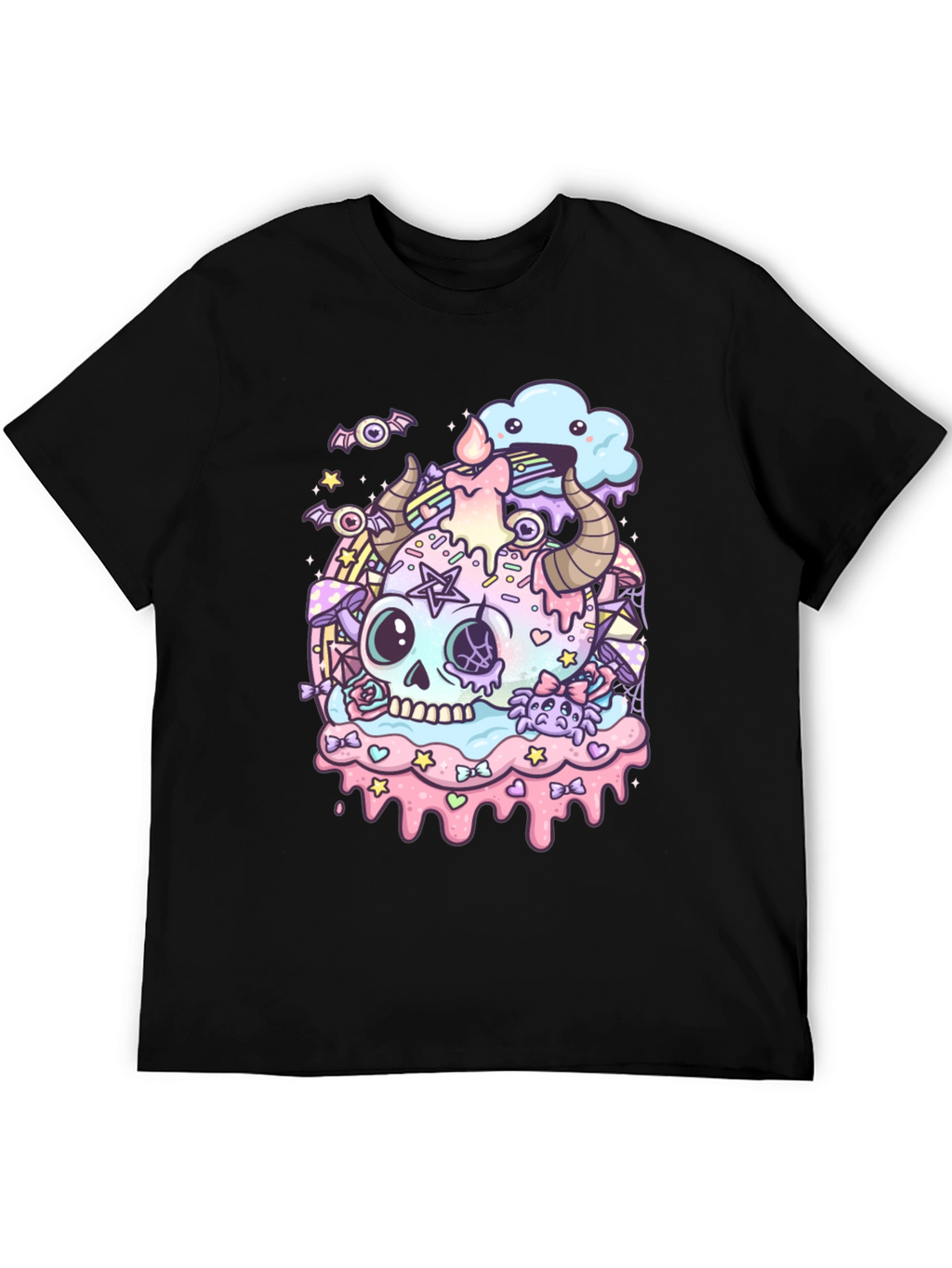 Pastel Goth Skull Graphic T-Shirt
