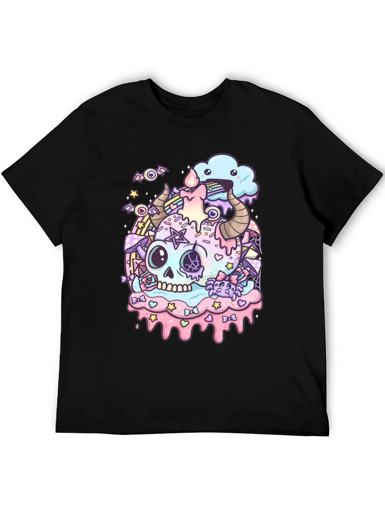 Pastel Goth Skull Graphic T-Shirt