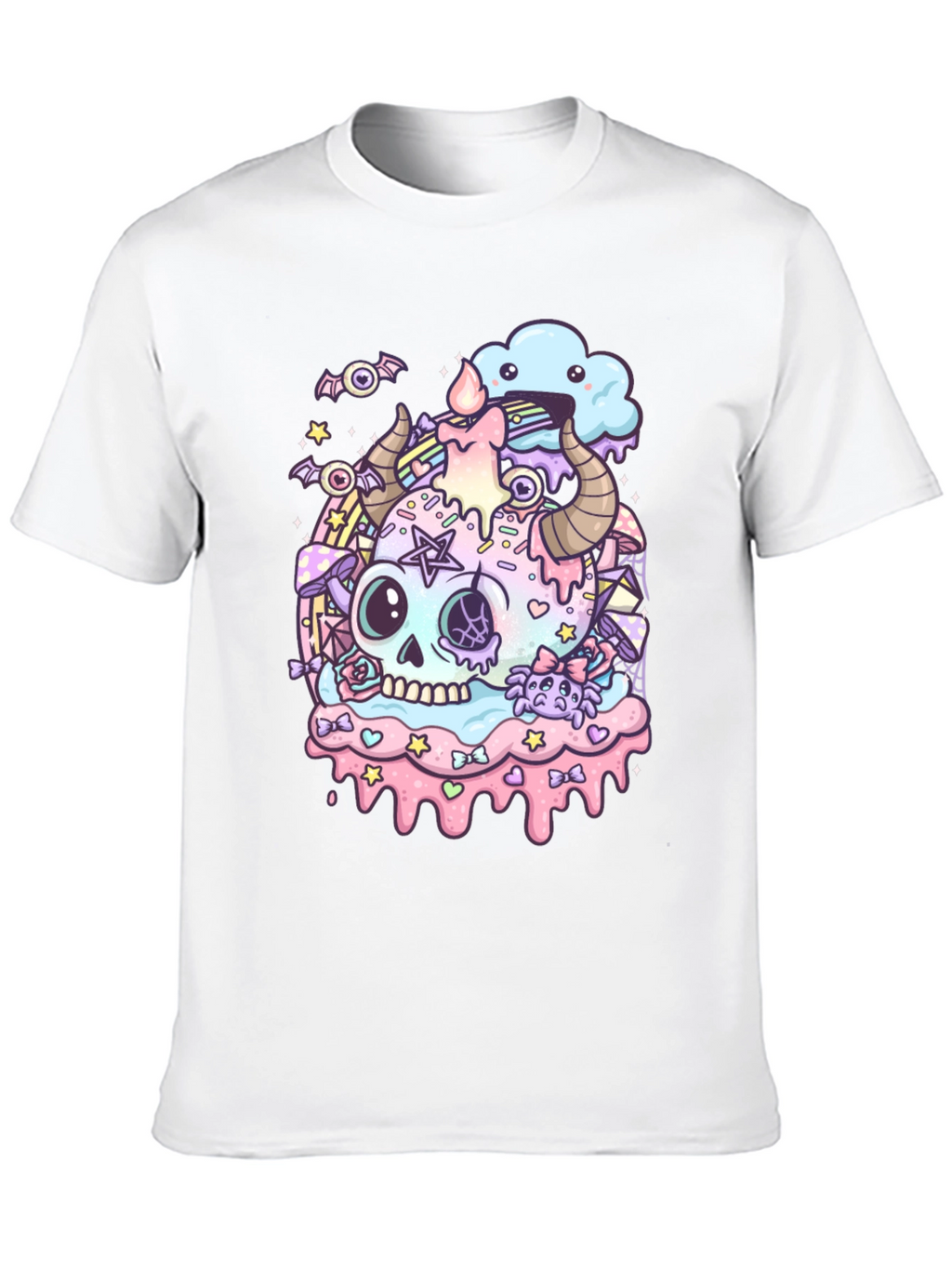 Pastel Goth Skull Graphic T-Shirt