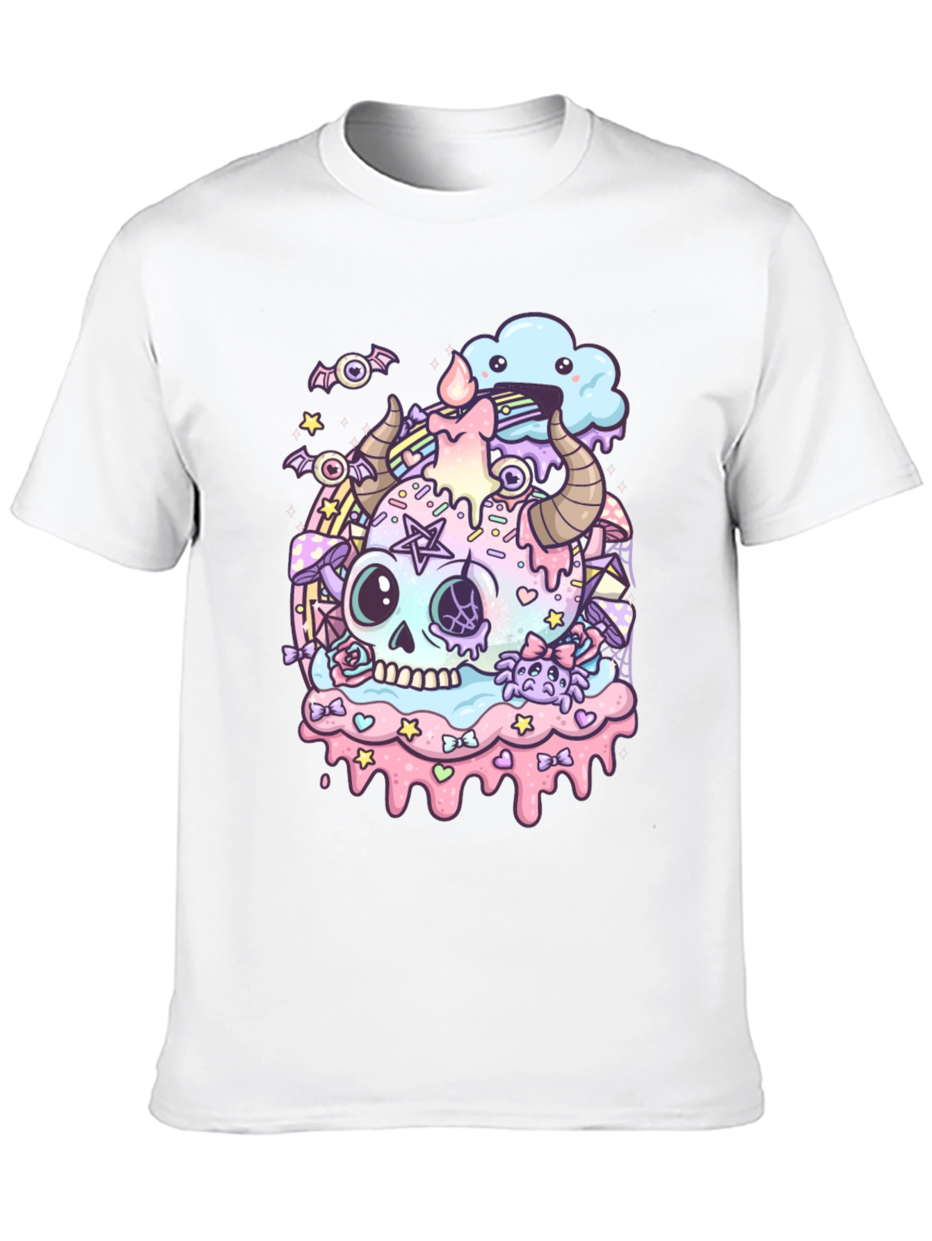 Pastel Goth Skull Graphic T-Shirt