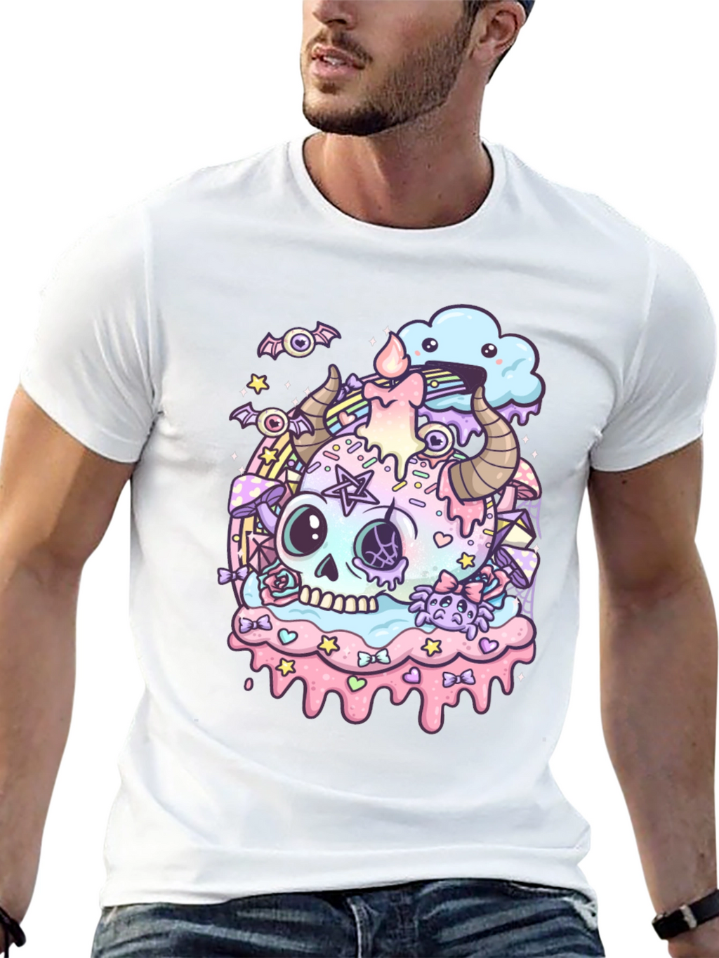 Pastel Goth Skull Graphic T-Shirt