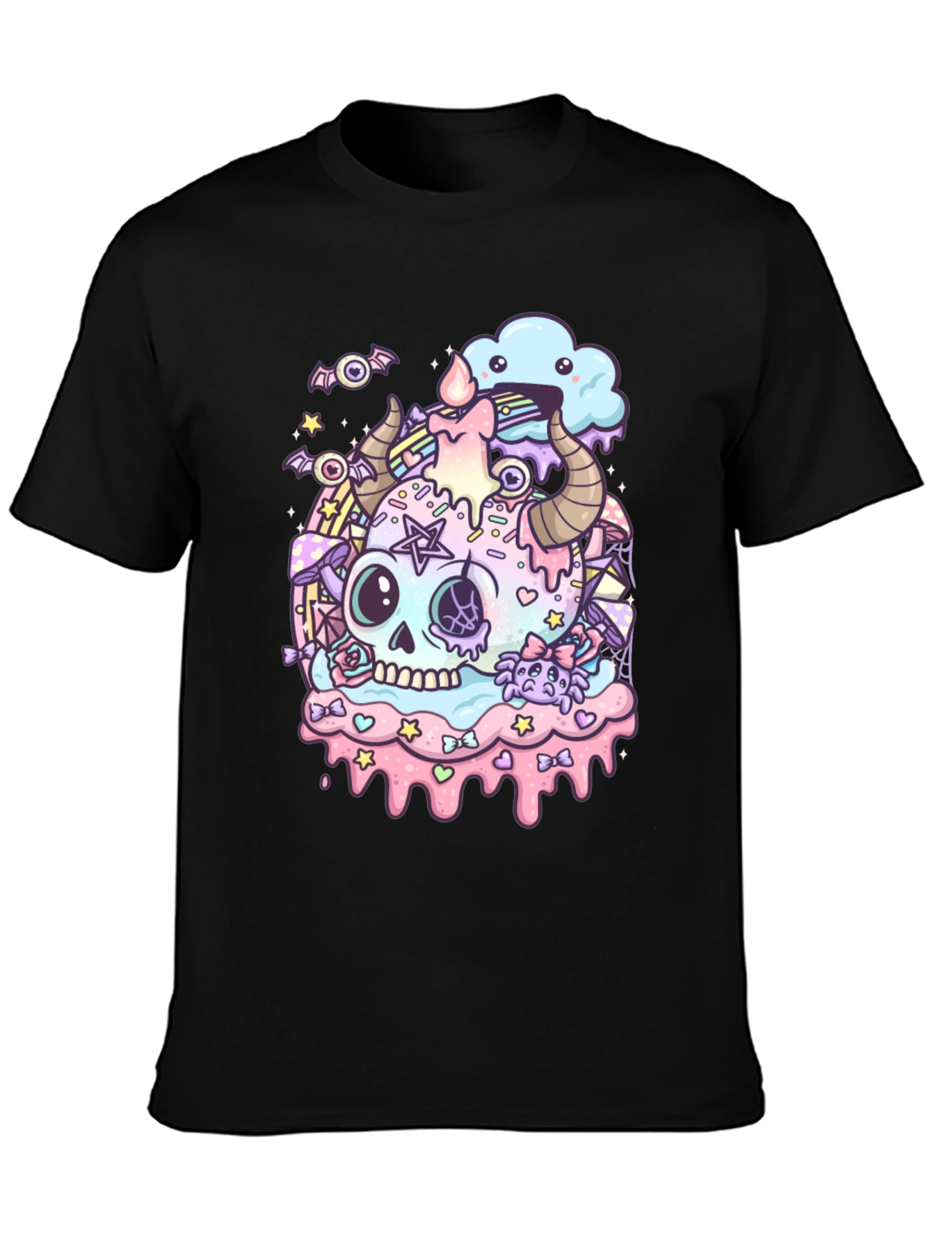 Pastel Goth Skull Graphic T-Shirt