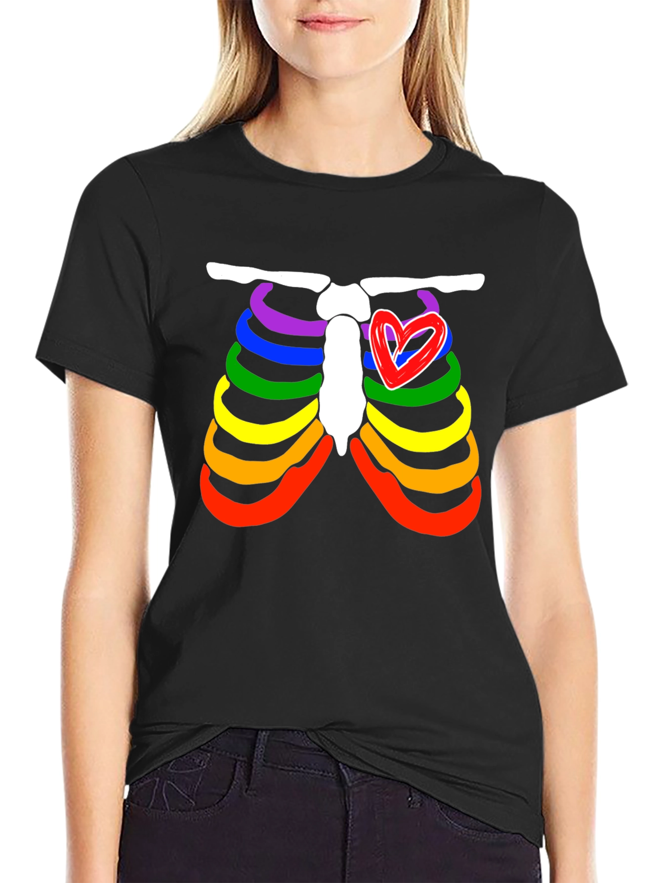 Pride Rib Cage Heart Graphic Tee