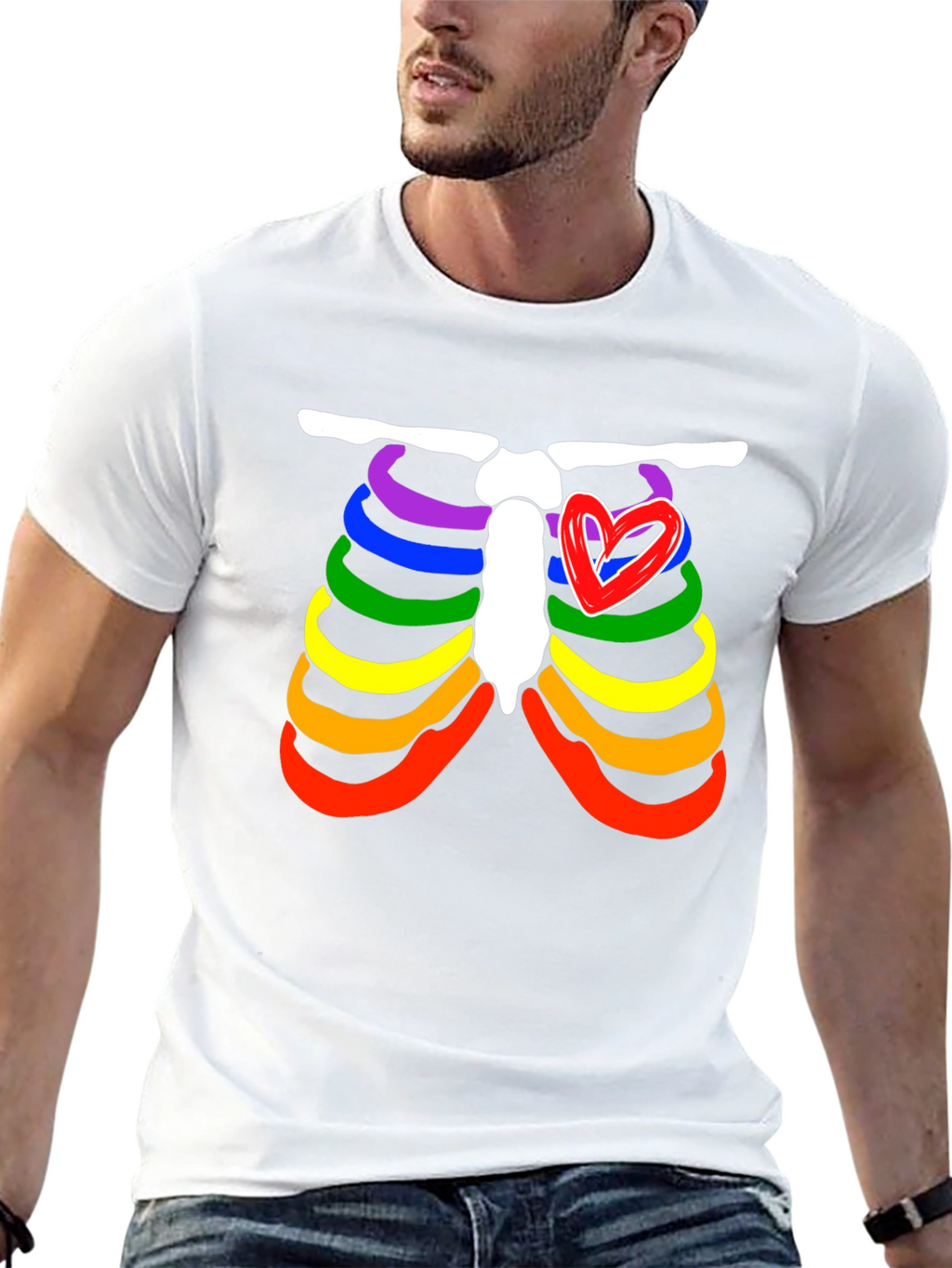 Pride Rib Cage Heart Graphic Tee