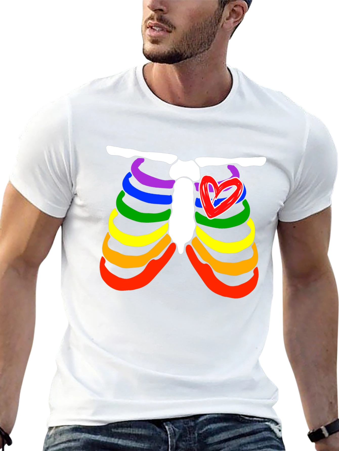Pride Rib Cage Heart Graphic Tee