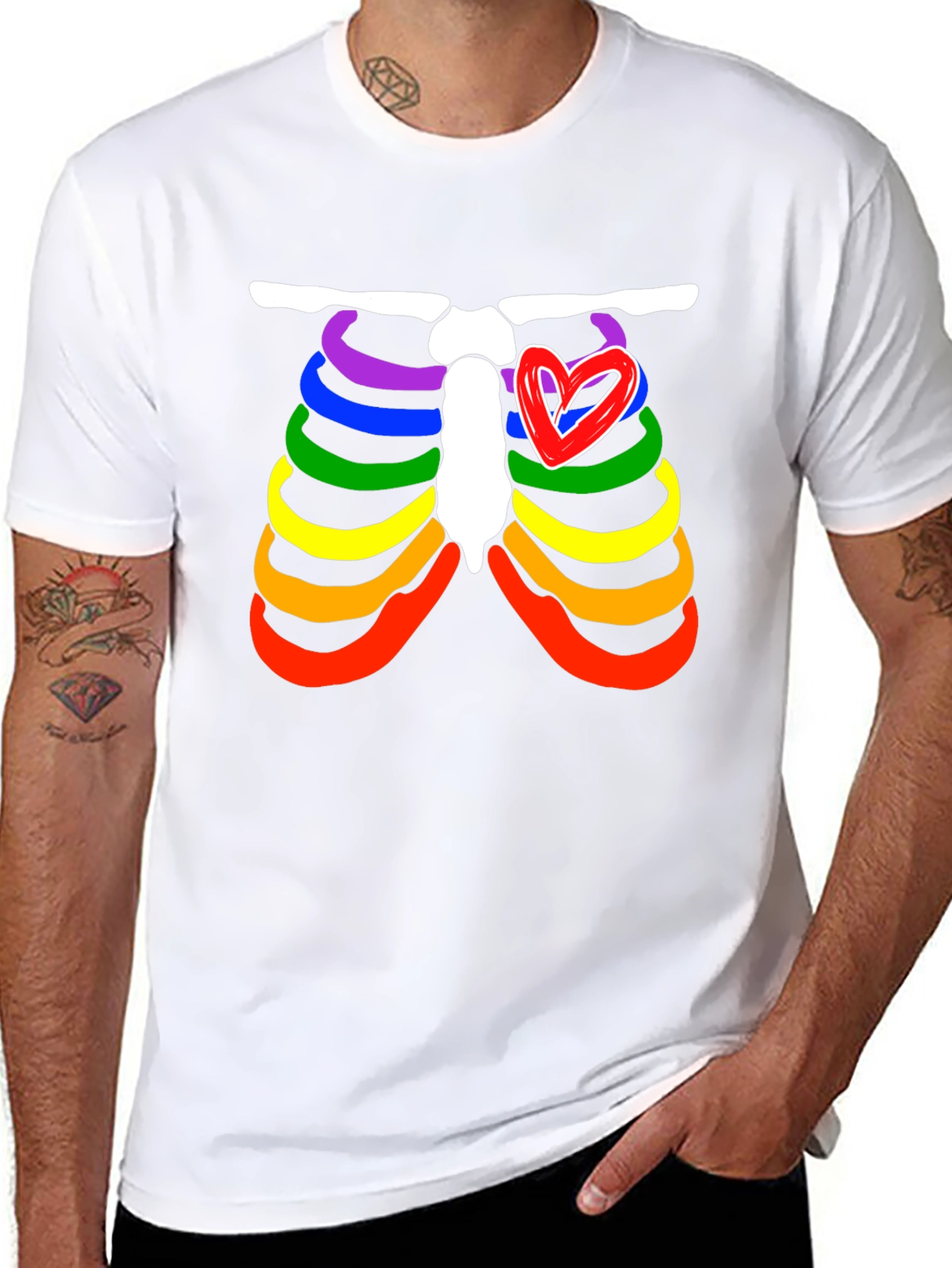 Pride Rib Cage Heart Graphic Tee