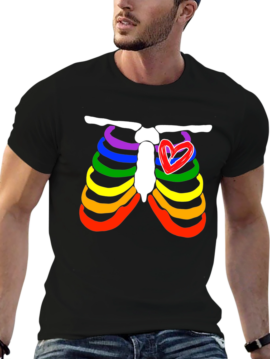 Pride Rib Cage Heart Graphic Tee