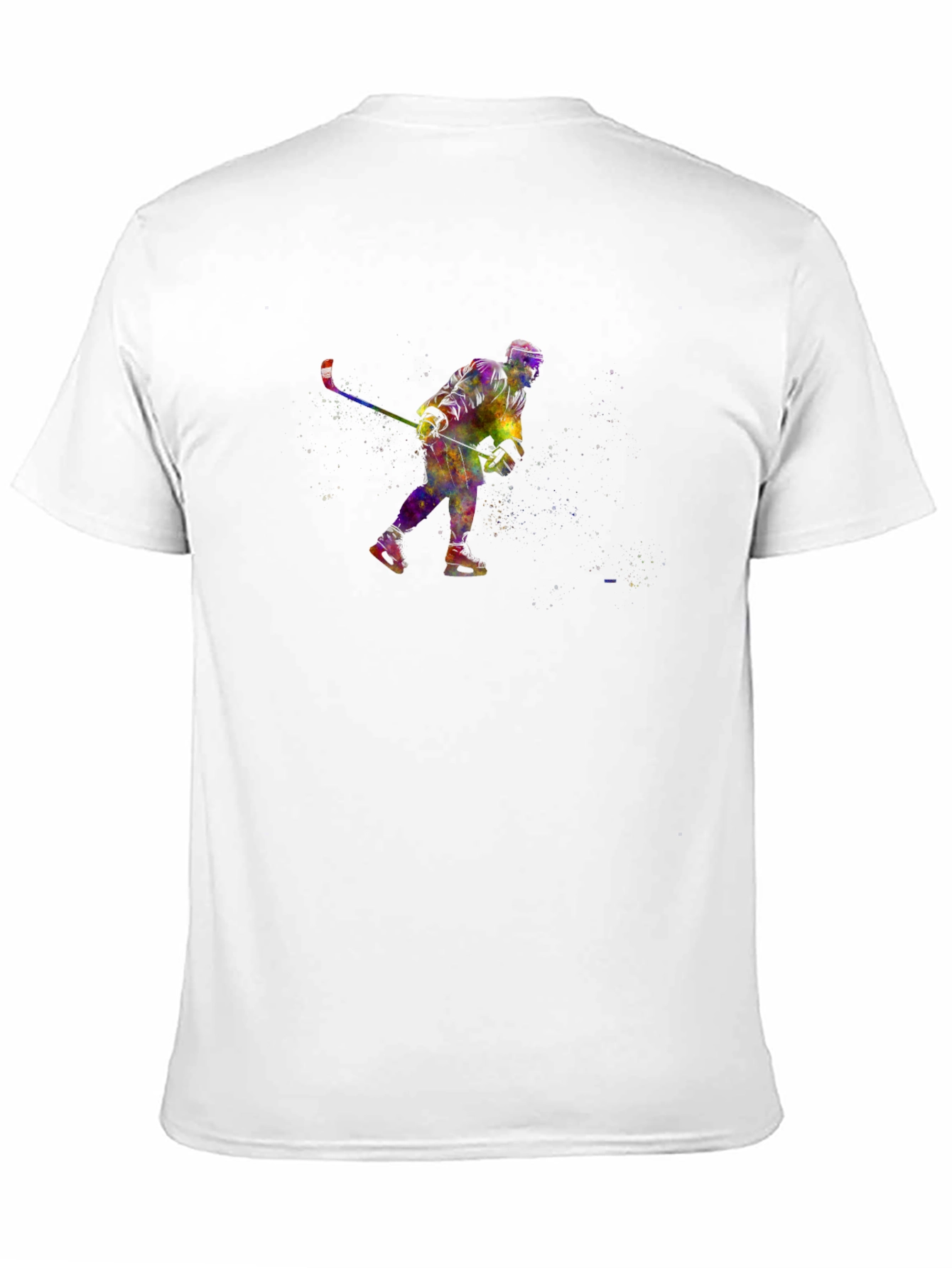 Vibrant Watercolor Hockey Player Black T-Shirt