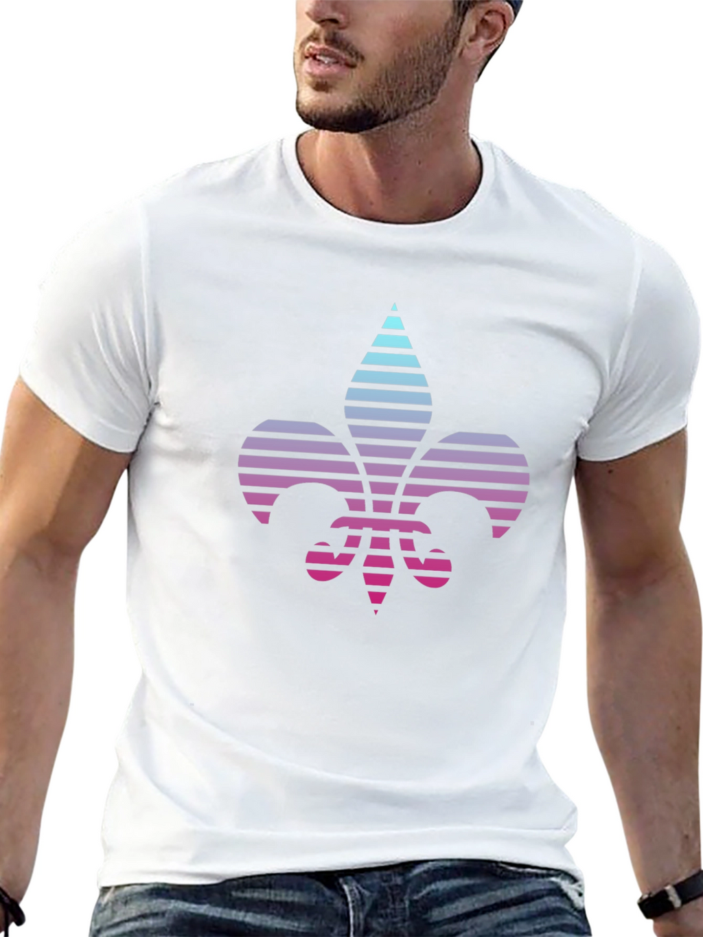 Retro Fleur-de-Lis Graphic Tee - Black