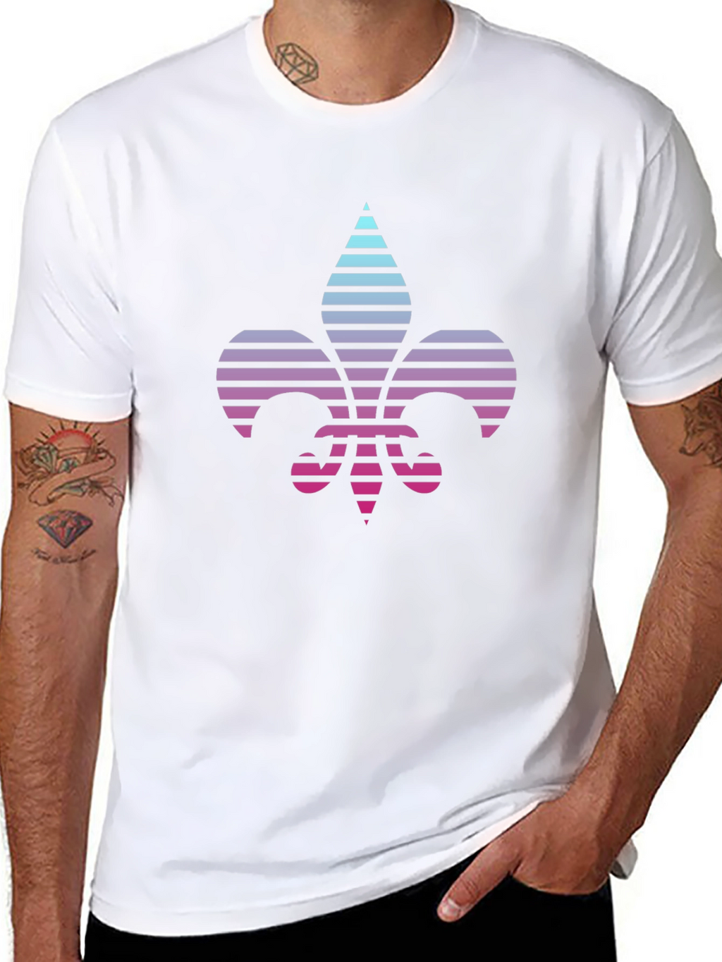 Retro Fleur-de-Lis Graphic Tee - Black