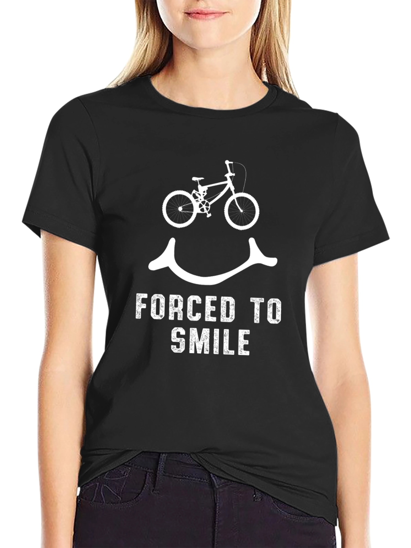 Forced to Smile Bicycle Graphic T-Shirt