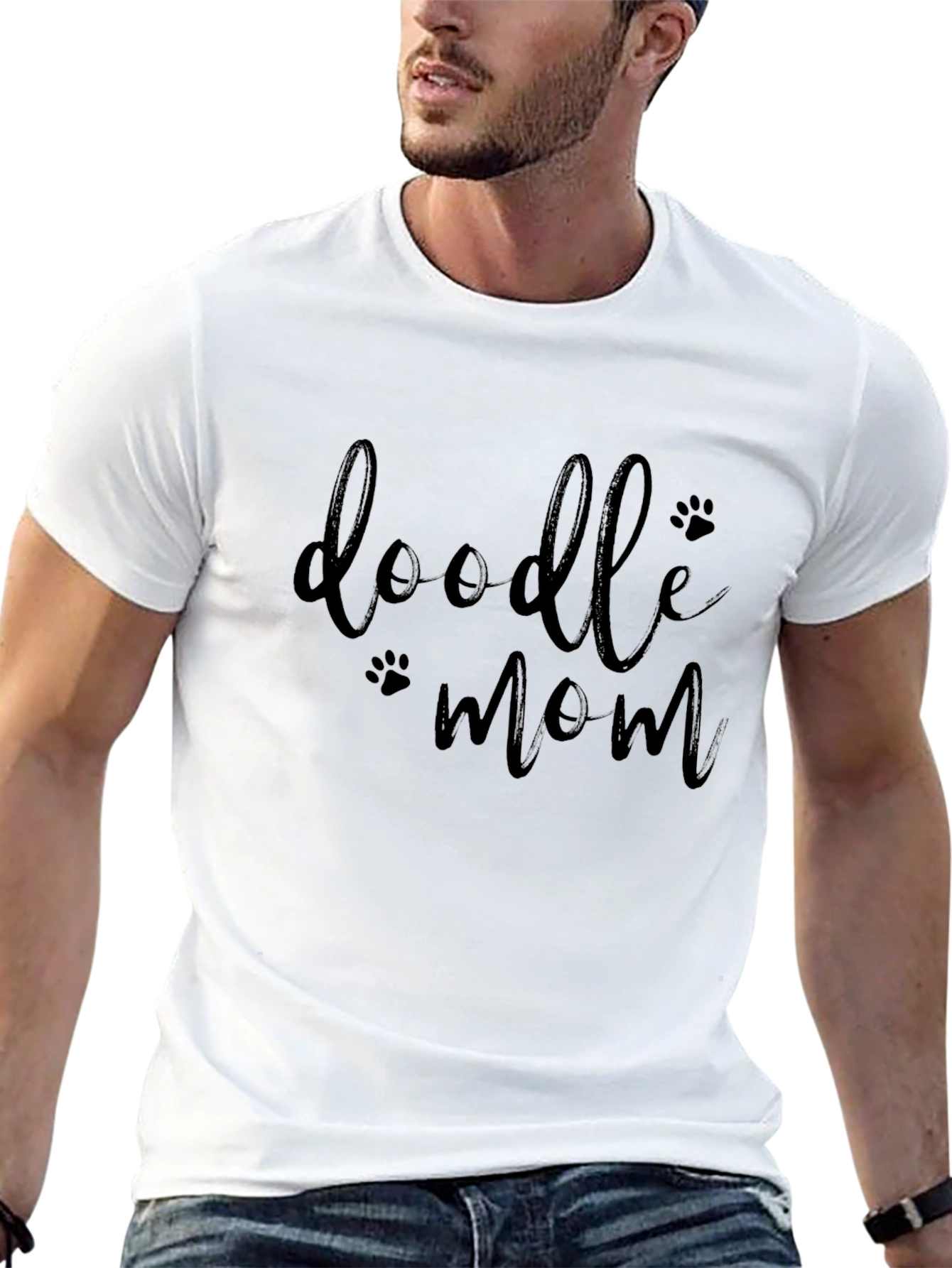 Doodle Mom Black T-Shirt - Paw Print Design