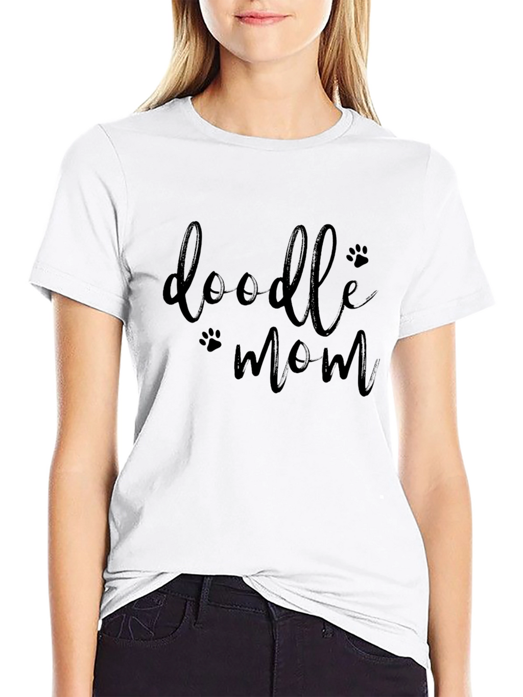 Doodle Mom Black T-Shirt - Paw Print Design