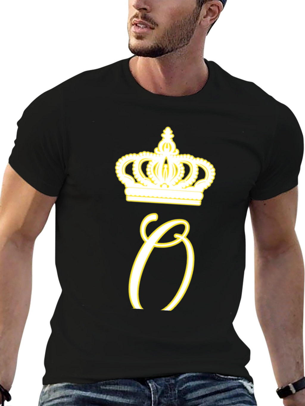 Crown Initial Tee - Stylish Mens Black T-Shirt