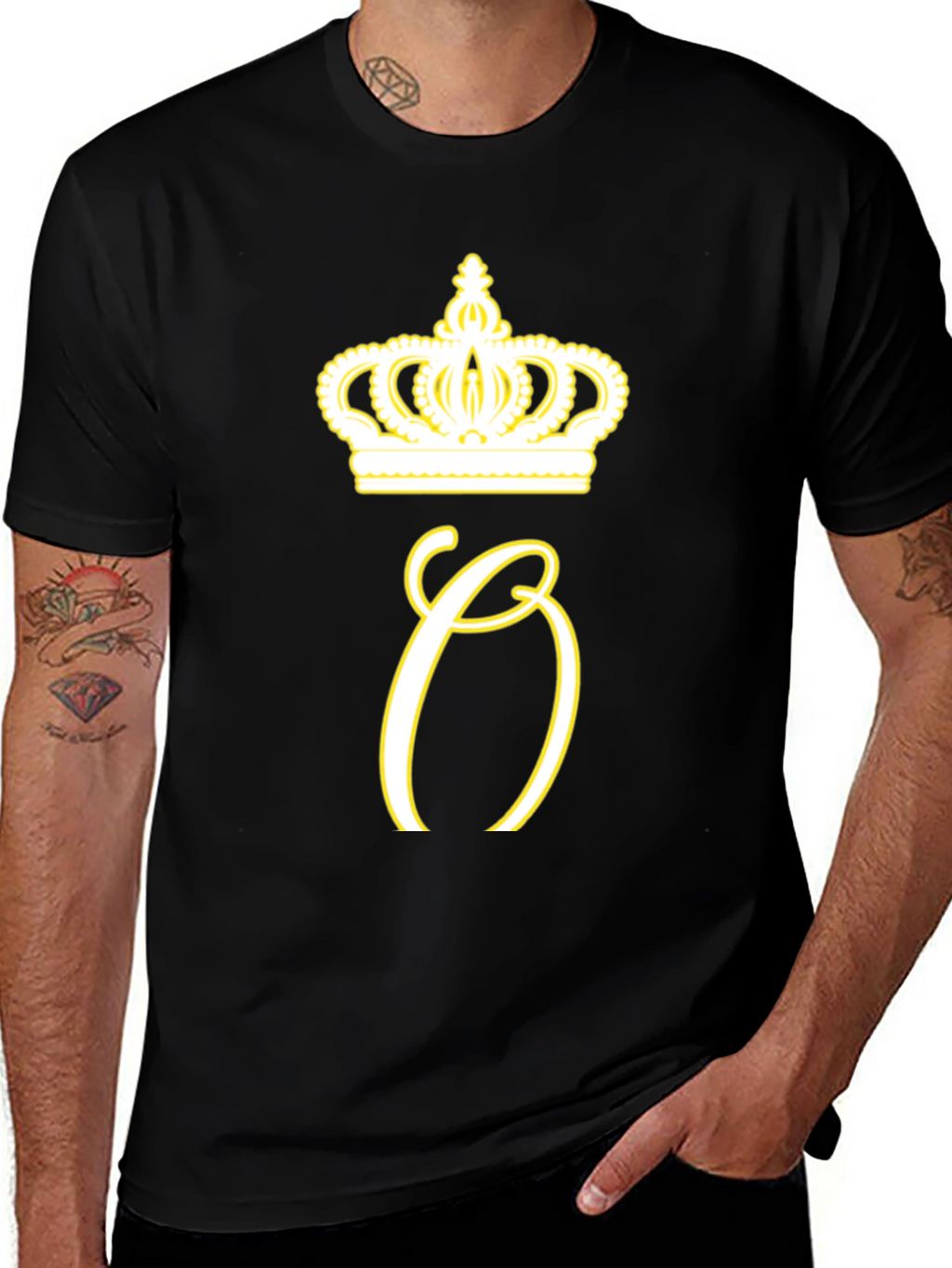 Crown Initial Tee - Stylish Mens Black T-Shirt