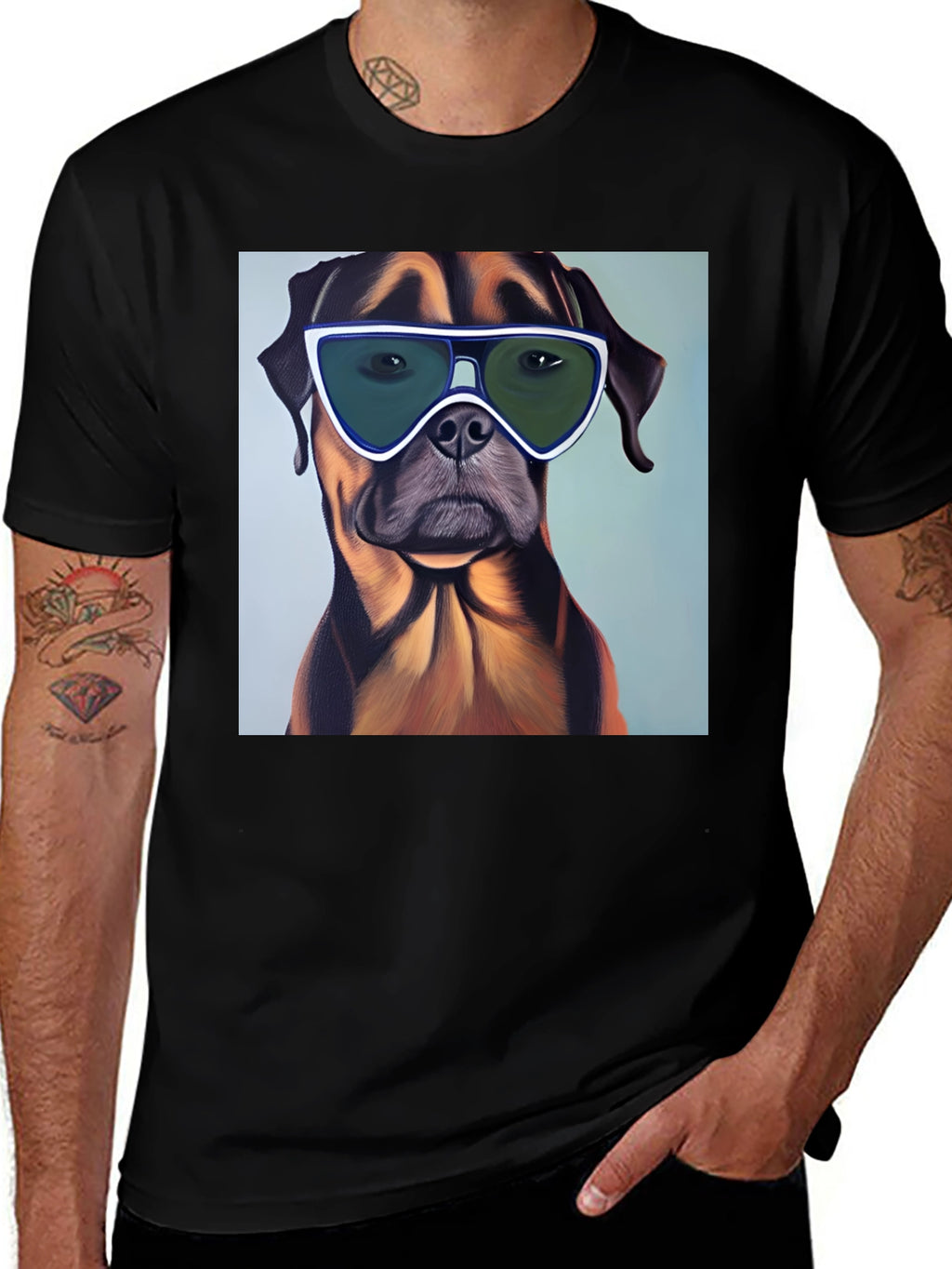 Cool Dog Graphic T-Shirt - Black