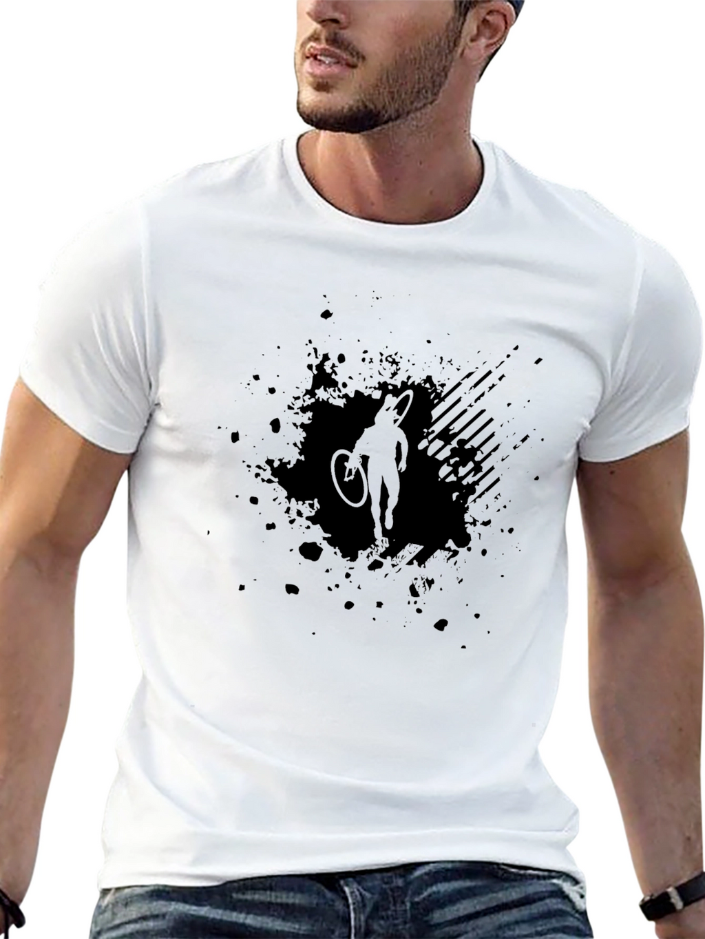 Black Cycling Silhouette Graphic T-Shirt