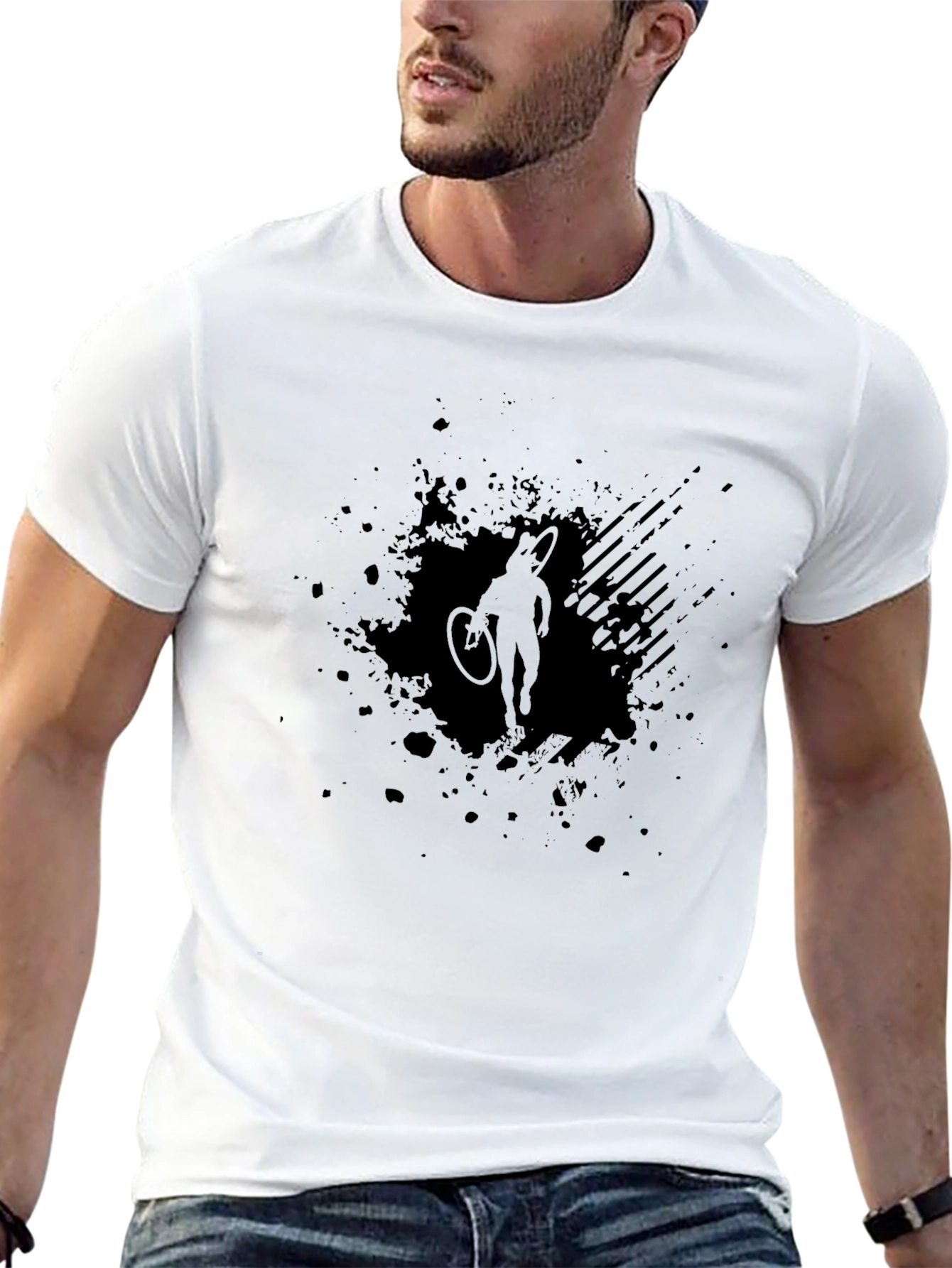 Black Cycling Silhouette Graphic T-Shirt