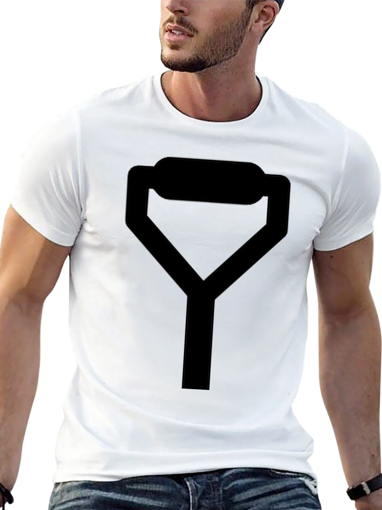 Minimalist Shovel Graphic T-Shirt - Black