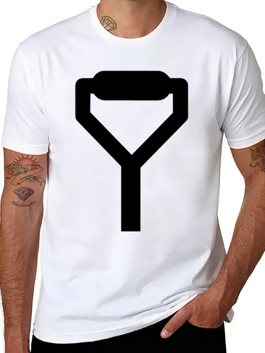 Minimalist Shovel Graphic T-Shirt - Black