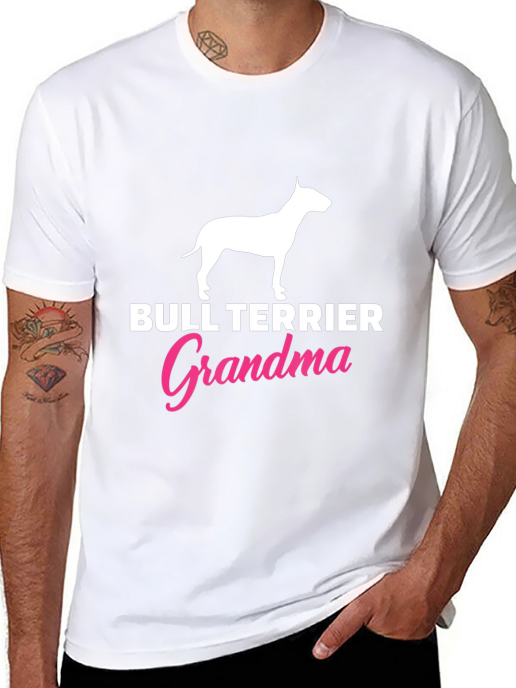 Bull Terrier Grandma T-Shirt Black Cotton