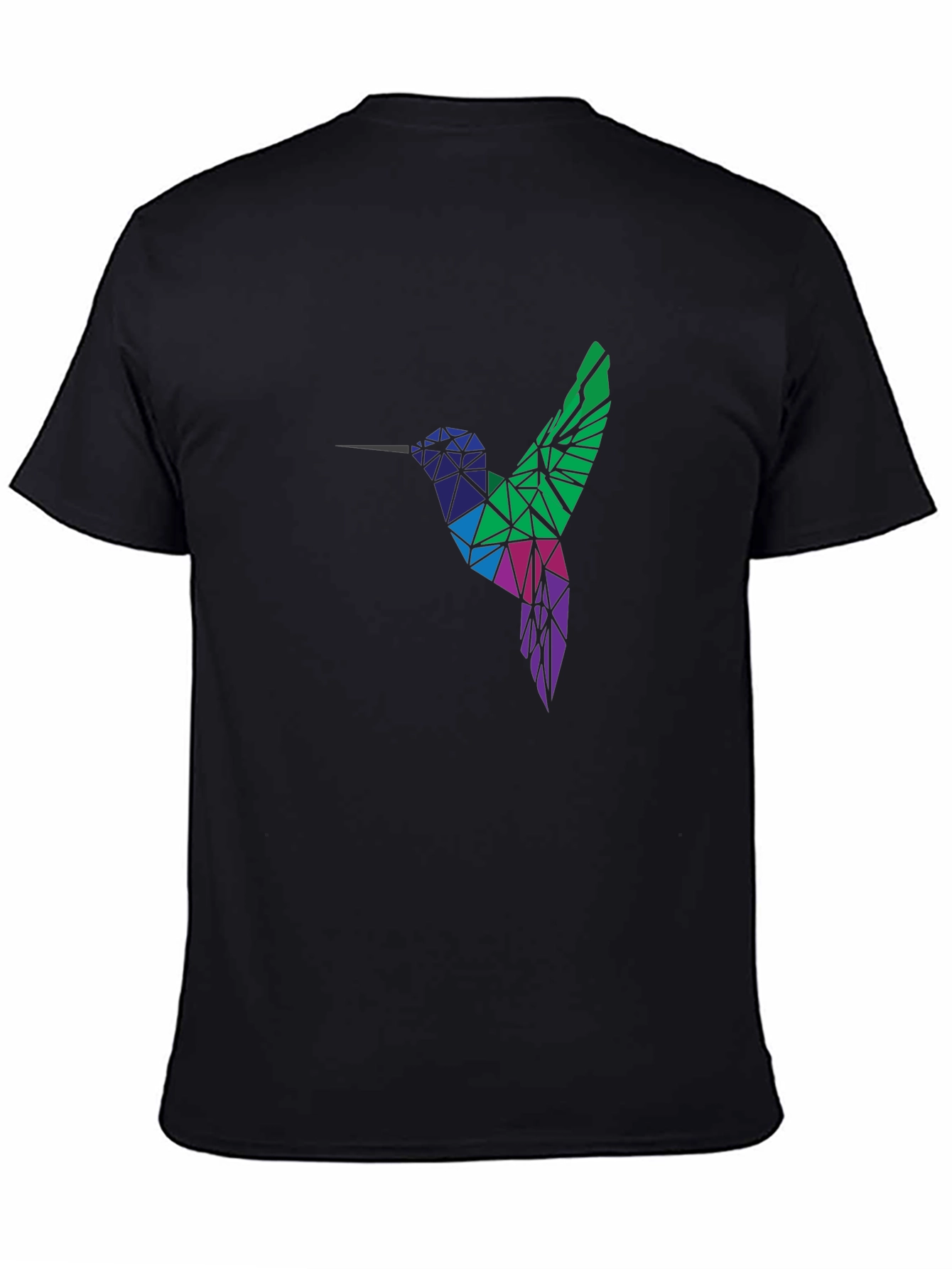 Geometric Hummingbird Graphic Tee - Black