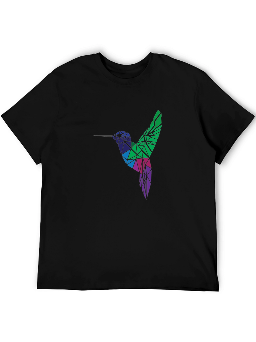 Geometric Hummingbird Graphic Tee - Black