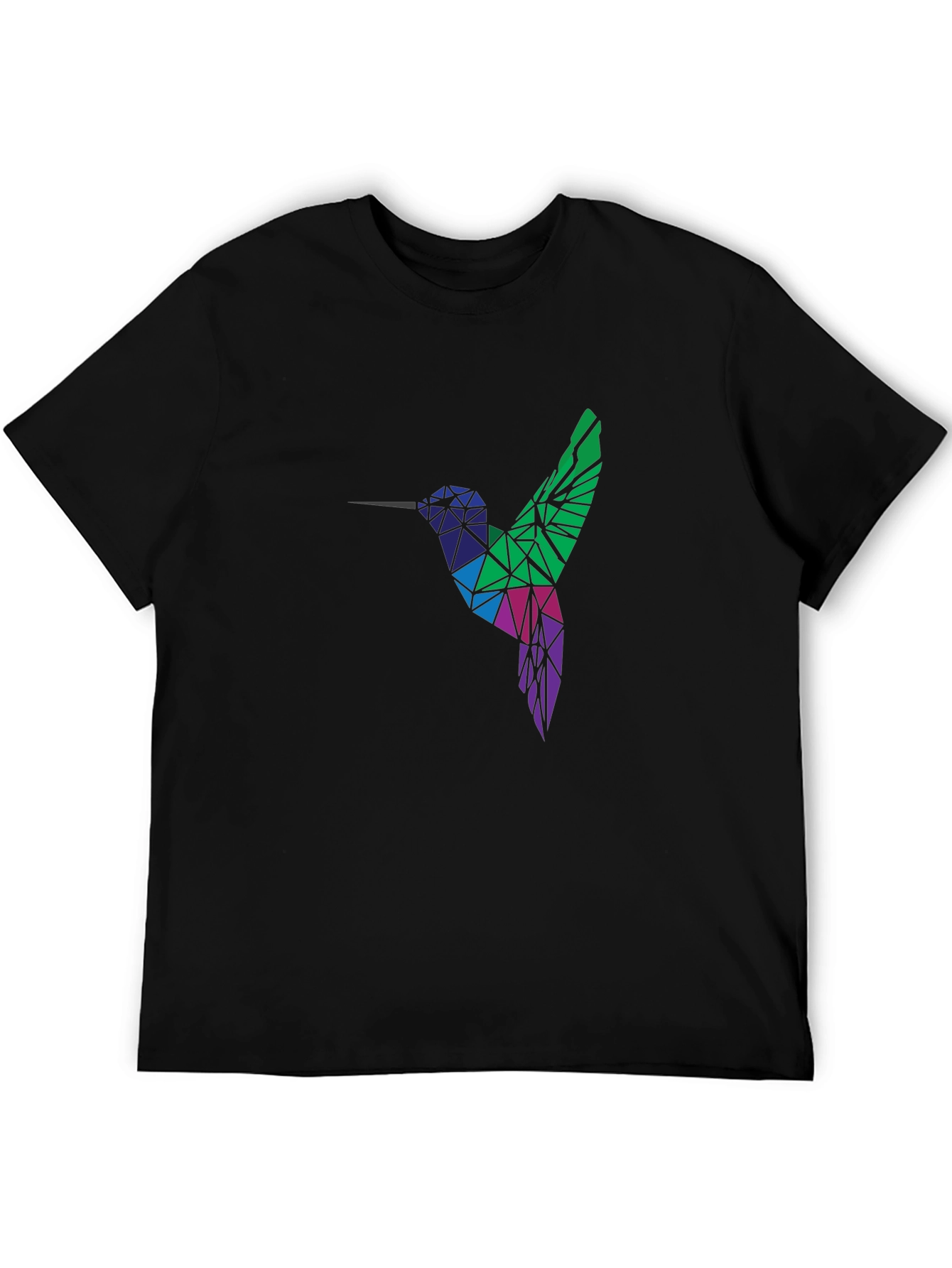 Geometric Hummingbird Graphic Tee - Black